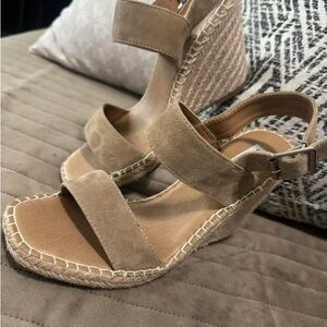 Tan Steve Madden Suede Wedge Sandals
